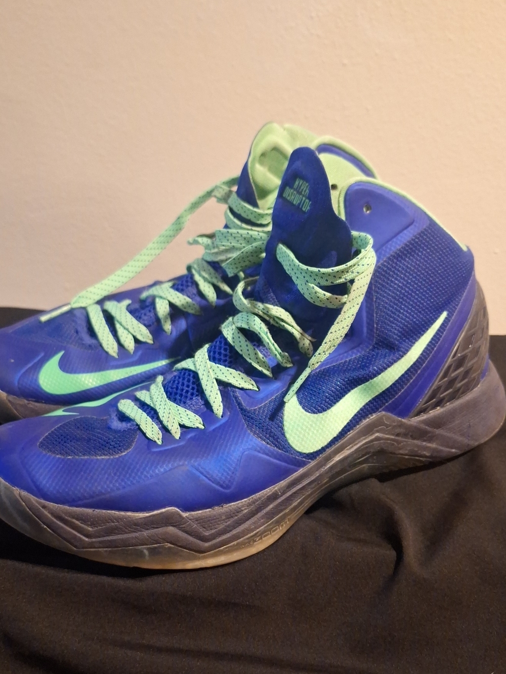 Nike Zoom Royal Blue and Mint Green High-Top Basketball Shoes